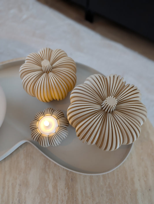 Set van 3 pompoenen | Led waxinelichthouders |