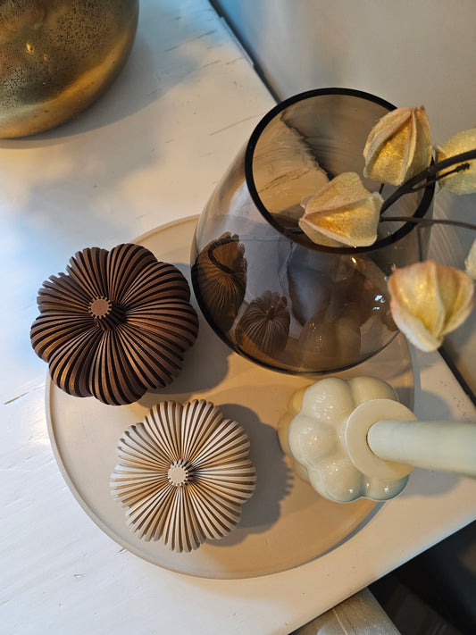 Pompoen set | Led houders | Bruin - beige |