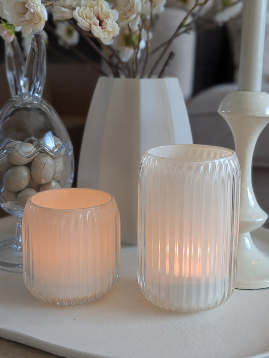 Set | Creme | Stripe | Waxinelichthouders |