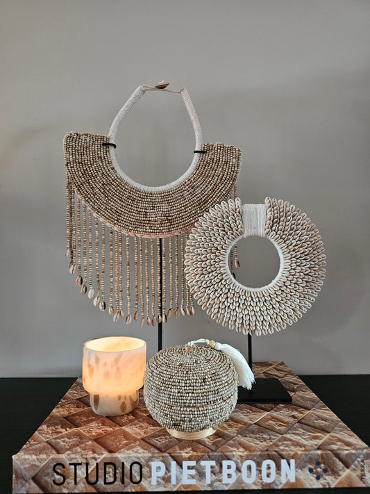 Schelpen - kralen ketting | Beige |