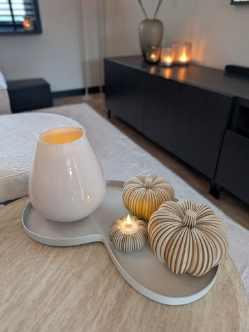 Pompoen | waxinelichthoudertje en diner kaars houder |