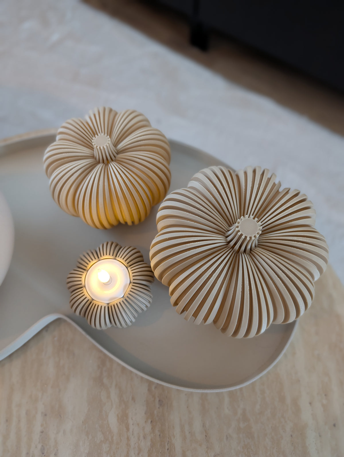 Set van 3 pompoenen | Led waxinelichthouders |