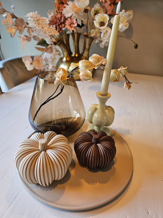 Set Pompoenen | Beige groot | Donker bruin klein|
