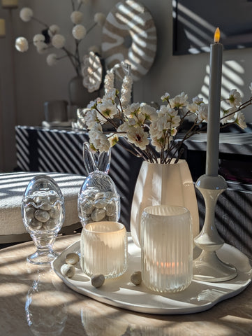 Set | Creme | Stripe | Waxinelichthouders |