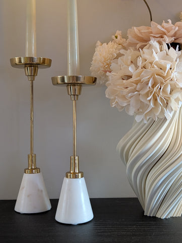 Kandelaar set | Gold marble |