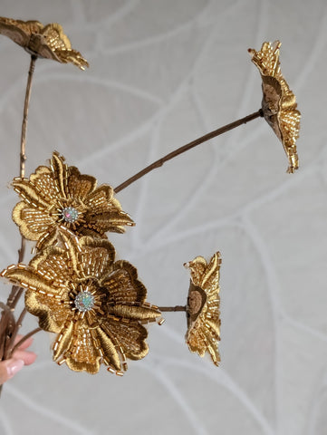 Gold | Glitter | Flowers | 77cm |