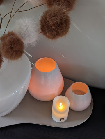 Luxe PTMD LED Kaars met Beweegbare Vlam – Wit / Off-White | Maten S, M & L