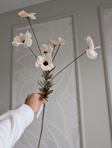 Creme | Bloemen | 90cm |