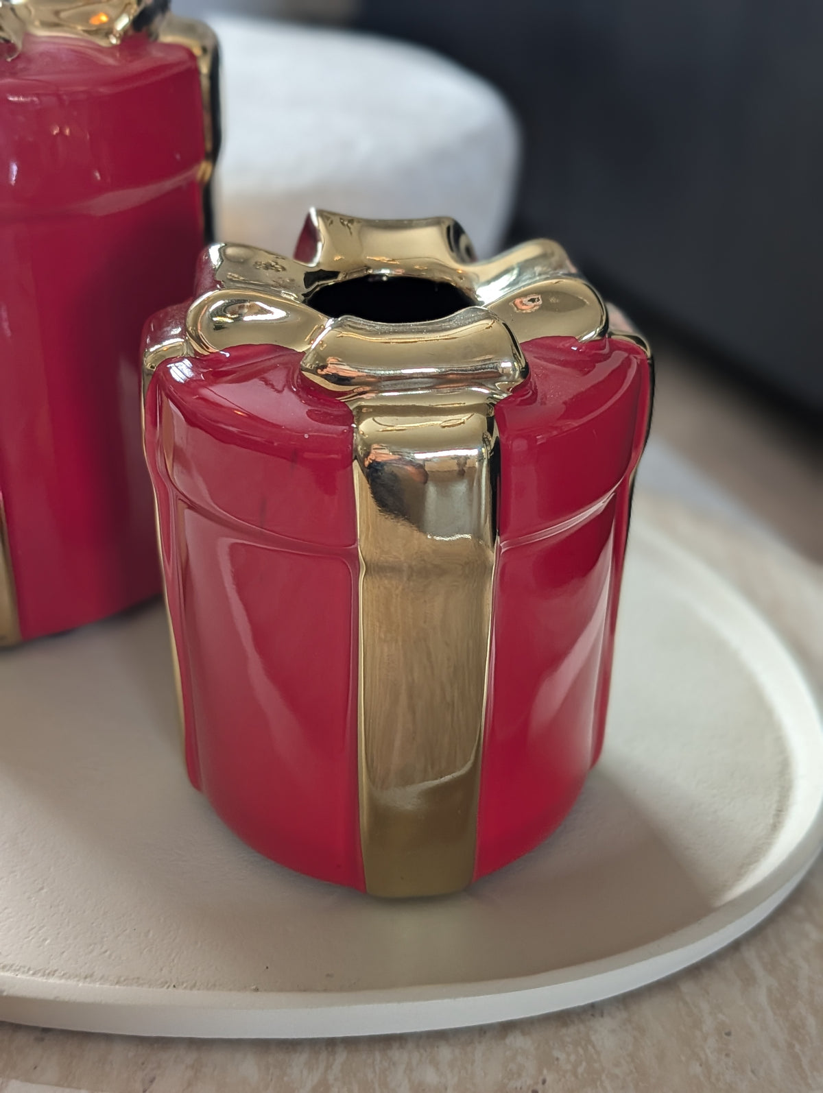 Geschenk-Vase | Rot | Rund oder Quadratisch |