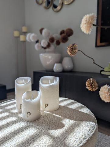 Luxe PTMD LED Kaars met Beweegbare Vlam – Wit / Off-White | Maten S, M & L