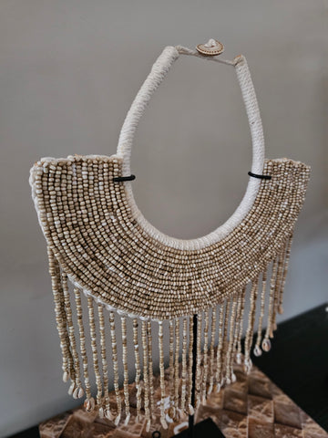 Schelpen - kralen ketting | Beige |