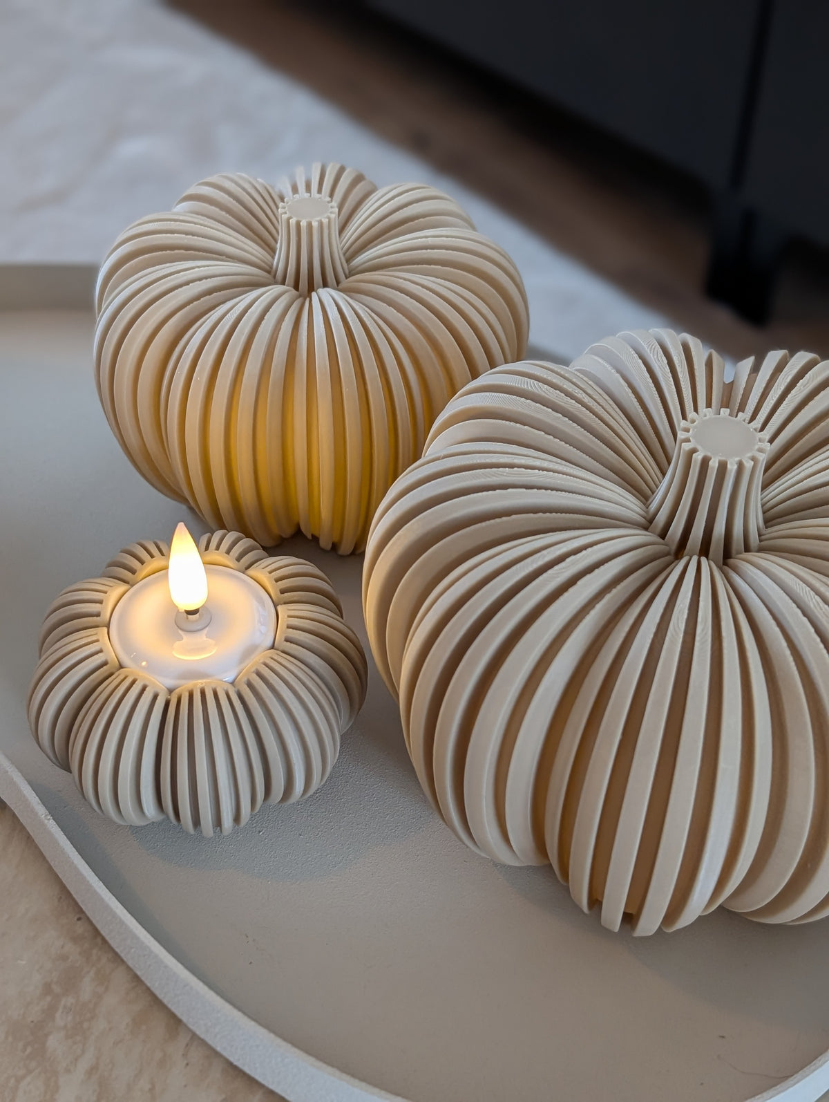 Pompoen | waxinelichthoudertje en diner kaars houder |