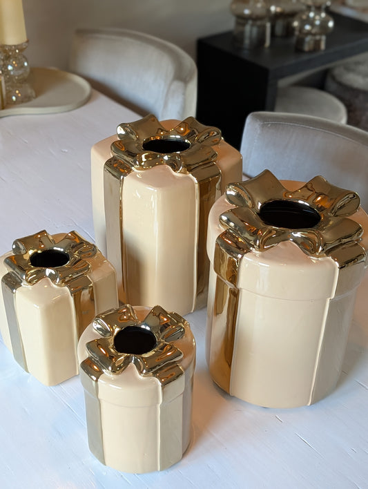 Geschenk | Vase | Beige | Rund |