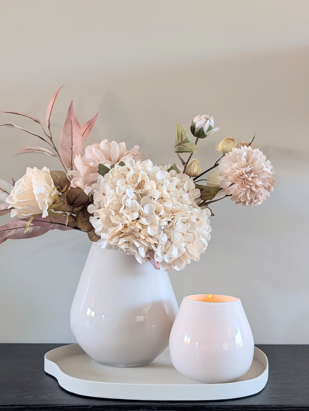 Set Ivory Chique | Vaas - Boeket - windlichtje - Plateau |