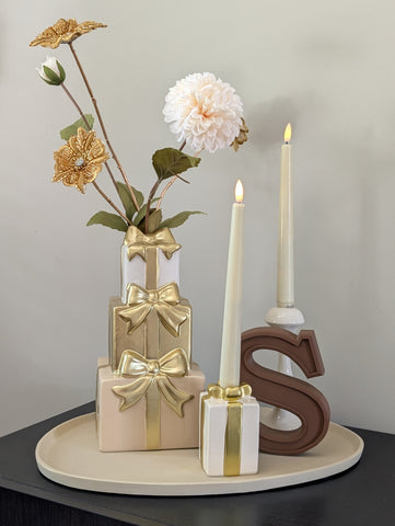 Cadeautjes vaas | Goud - Creme - Beige - | 28cm h |