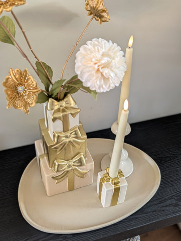 Cadeautjes vaas | Goud - Creme - Beige - | 28cm h |