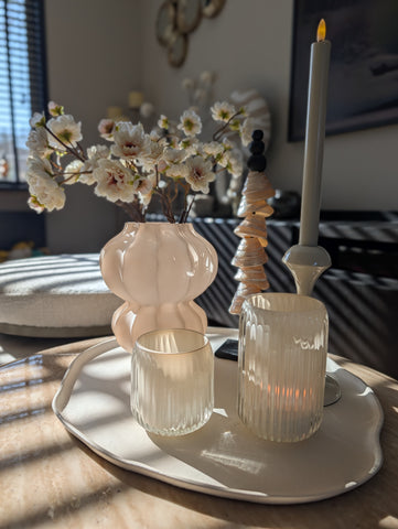 Set | Creme | Stripe | Waxinelichthouders |