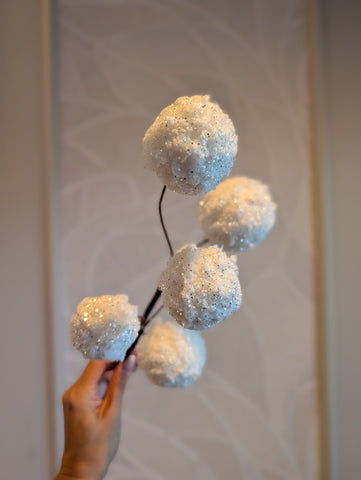 Glitter pompoms | Wit | 51cm |