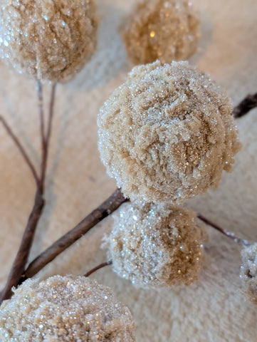 Glitter pompoms | Beige | 51cm |