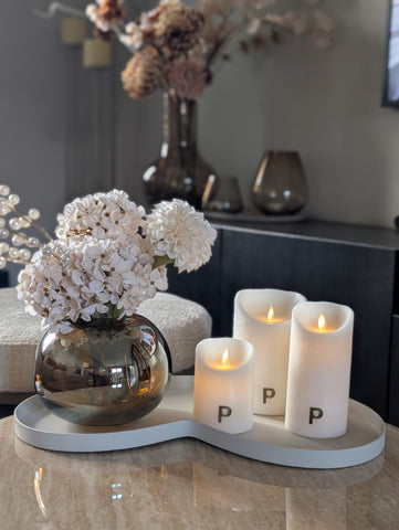 Luxe PTMD LED Kaars met Beweegbare Vlam – Wit / Off-White | Maten S, M & L